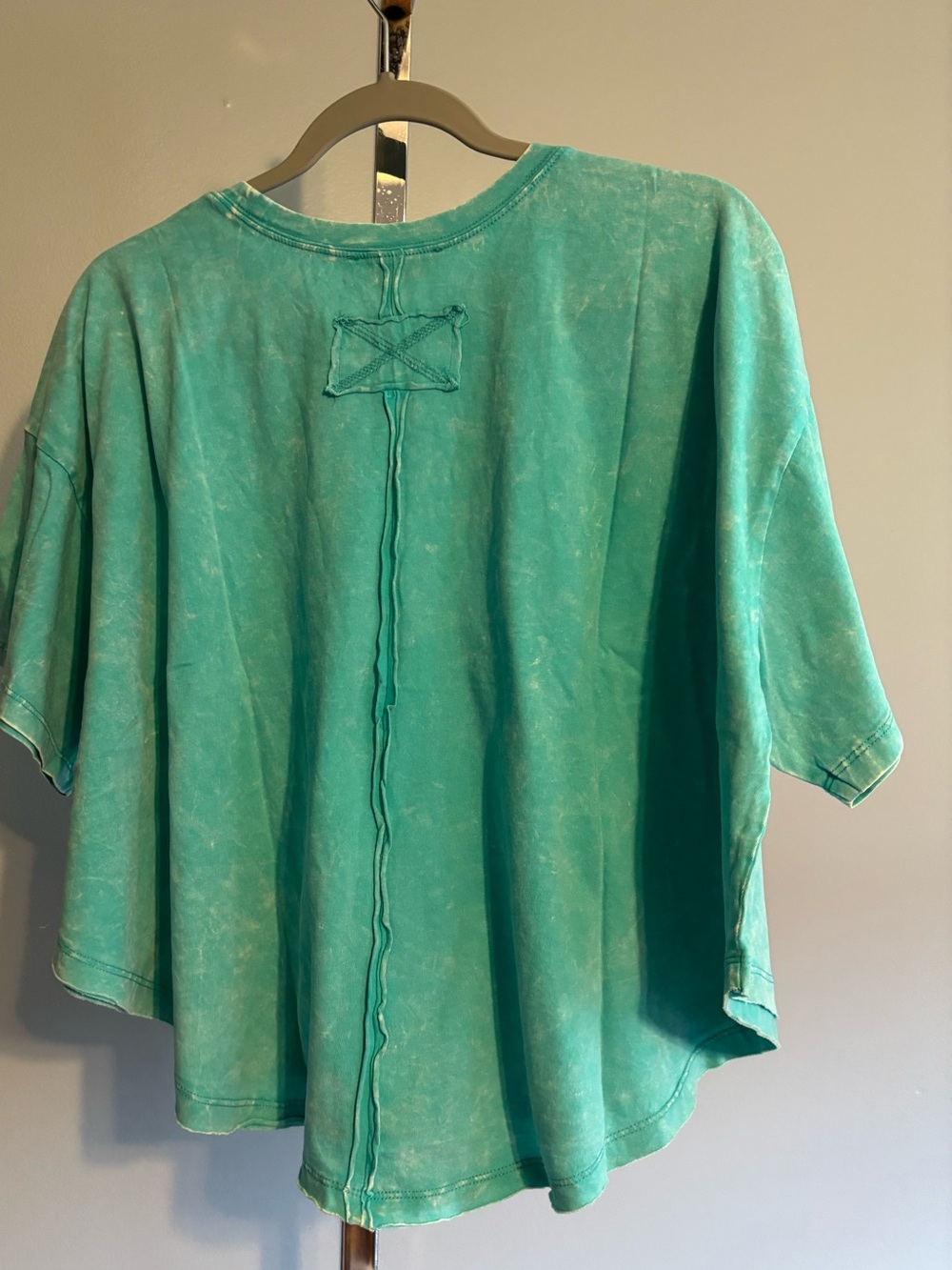 Zenana teal rounded hem short sleeve cropped top L/XL - Picture 2 of 4